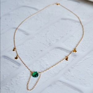 Emerald Crystal Gemstone w/ Star & Moon Charms